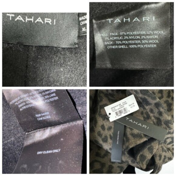 Tahari NEW Ella Leopard Animal Print Wrap Coat Wool Belt Shawl Jacket Pockets XL - Picture 12 of 16